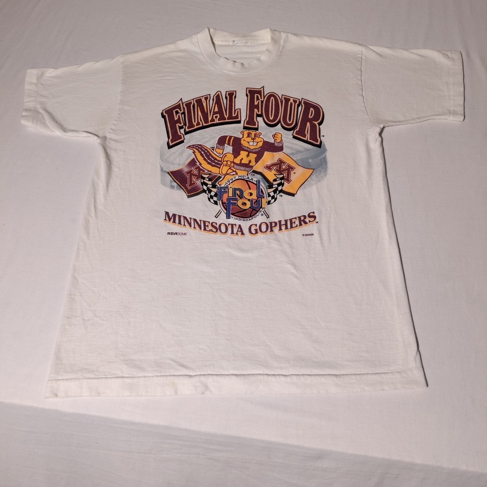 1997 NCAA FINAL FOUR MN Minnesota GOPHERS TEE SHIRT WHITE No Sz Tag - Imperfect